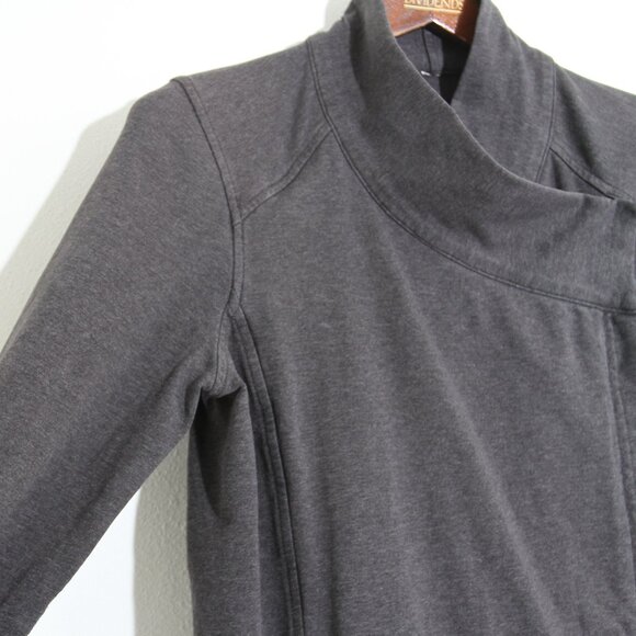 Lululemon Coast Wrap II Heathered Black Gray Cardigan Sweater Open Front Size 6 - Picture 7 of 15